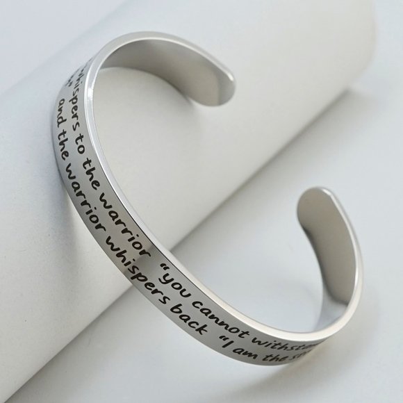 Fate whispers to the warrior Bracelet Cancer Cuff - Cancer Survivor Gifts - Picture 1 of 2